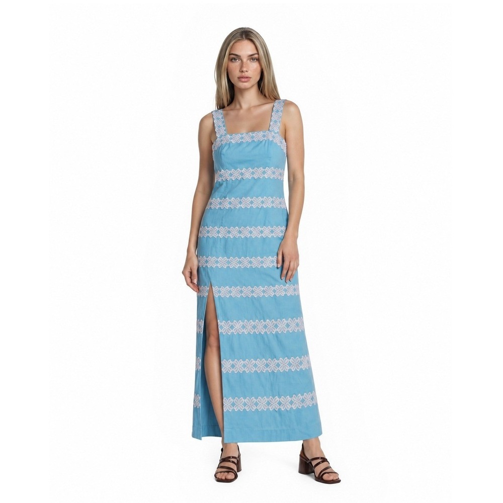 NWT Lilly Pulitzer Davis Maxi Dress Women's Size 12 Capri Blue Cotton MSRP $298